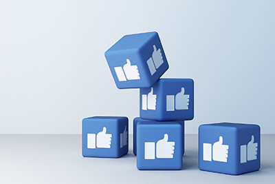 blocks with the Facebook like button on them